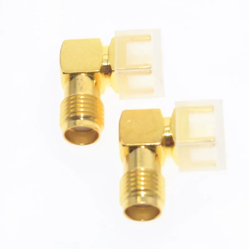 10PCS Gold RP-SMA-KWE Adapter PCB Mount RP-SMA Male Pin Jack Right Angle Coaxial RF SMA Connector