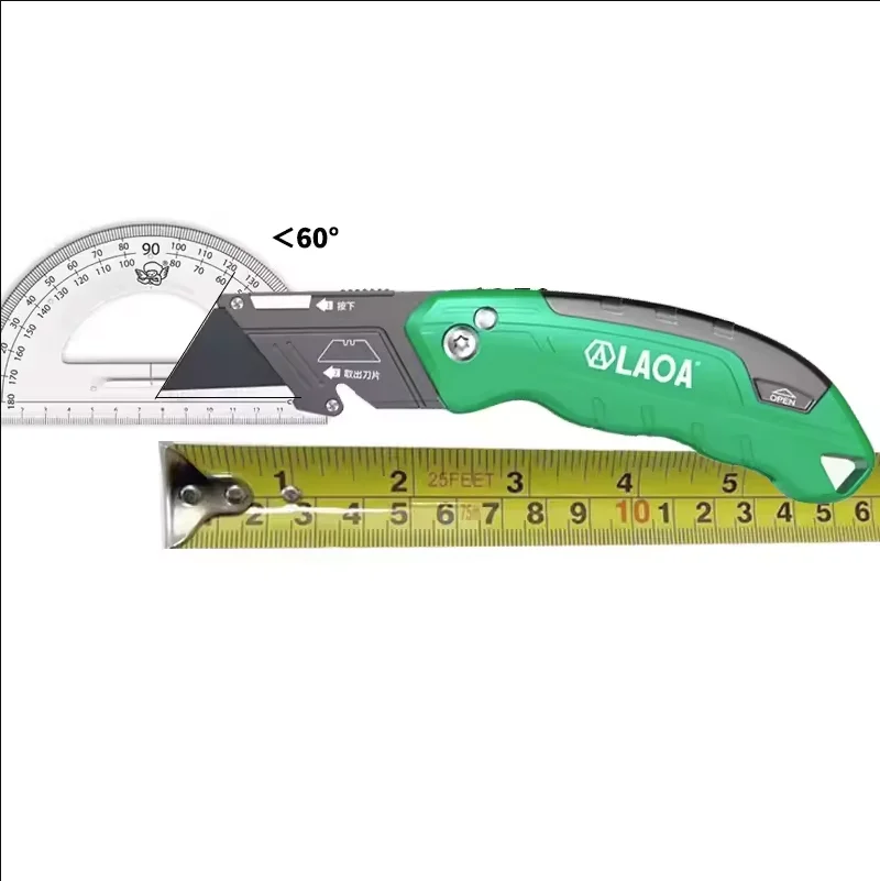 LAOA Heavy Duty Folding Cutting Knife Aluminum Alloy Adjustable Art Knife Wallpaper Knife Leather PCB Acrylic Board - view 6