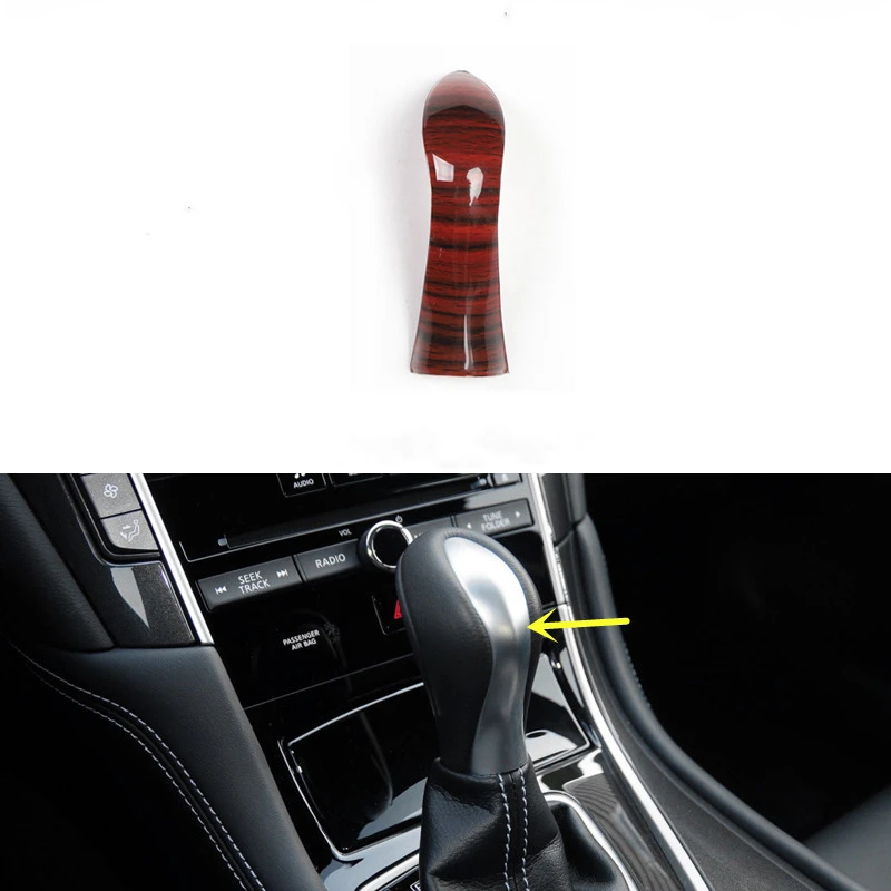 Gear Handle Sticker Curved Arc Non-scratching Carbon Fiber Car Interior Gear Shift Knob Cover for Infiniti Q50 Q50L 2014+ Left/R