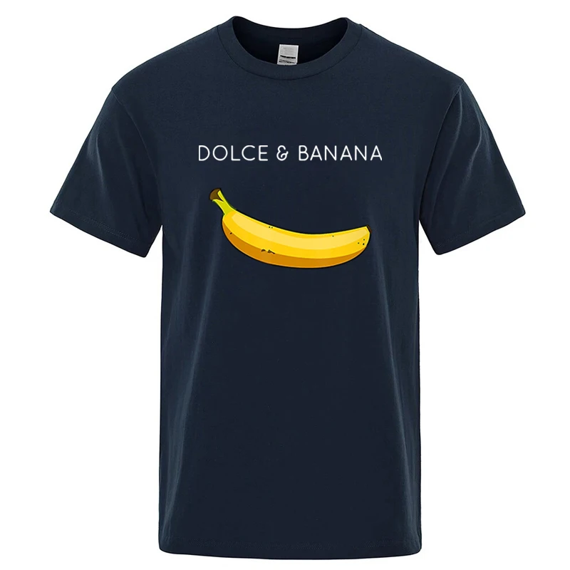 Zomer T-shirt voor heren, hoge kwaliteit katoenmix, grappige bananenprint, losse O-hals, korte mouwen, casual, heren T-shirt top