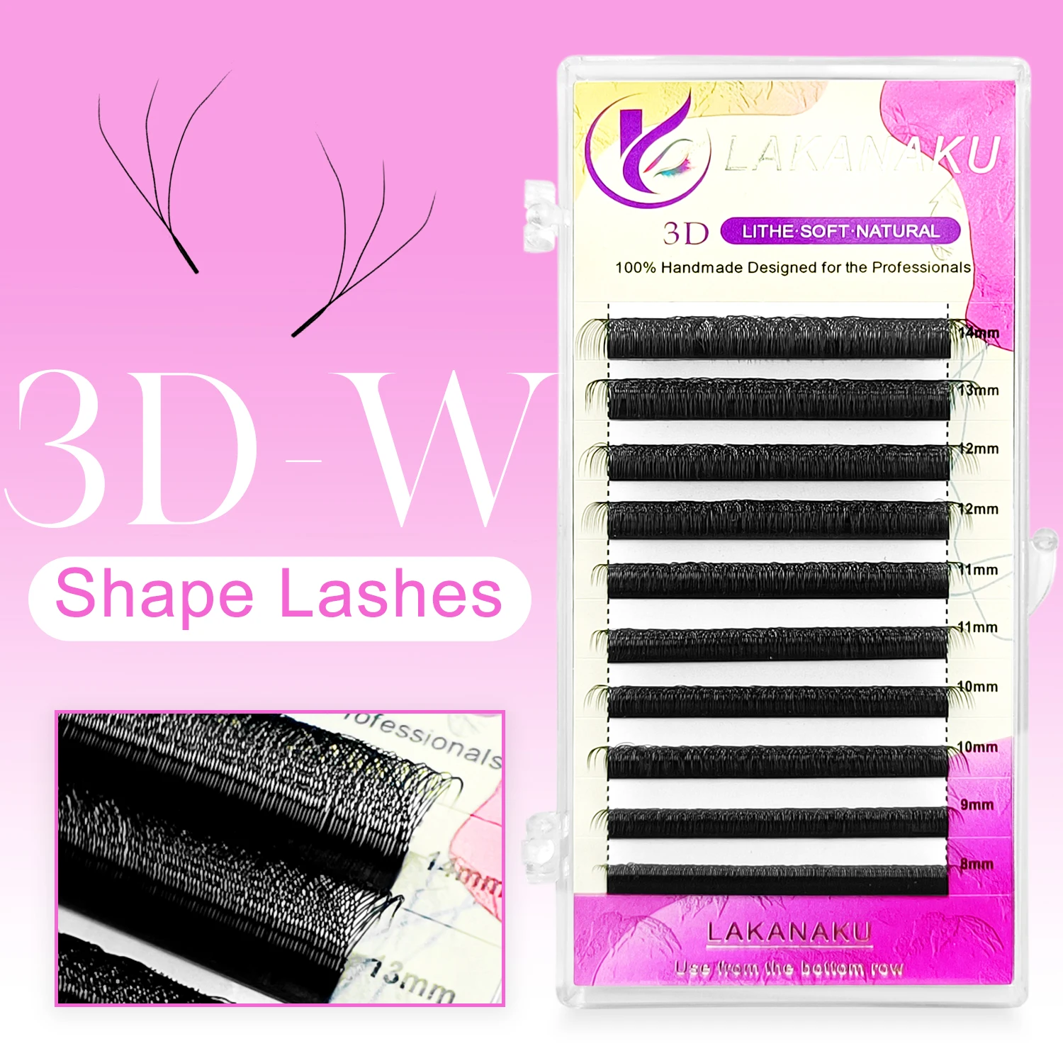 LAKANAKU M/L Curl YY/3D/4D/5D W Style Flower Lash Vorgefertigte Volumenfächer Wimpernverlängerung Natürliches weiches Licht W-förmige Bloom-Wimpern