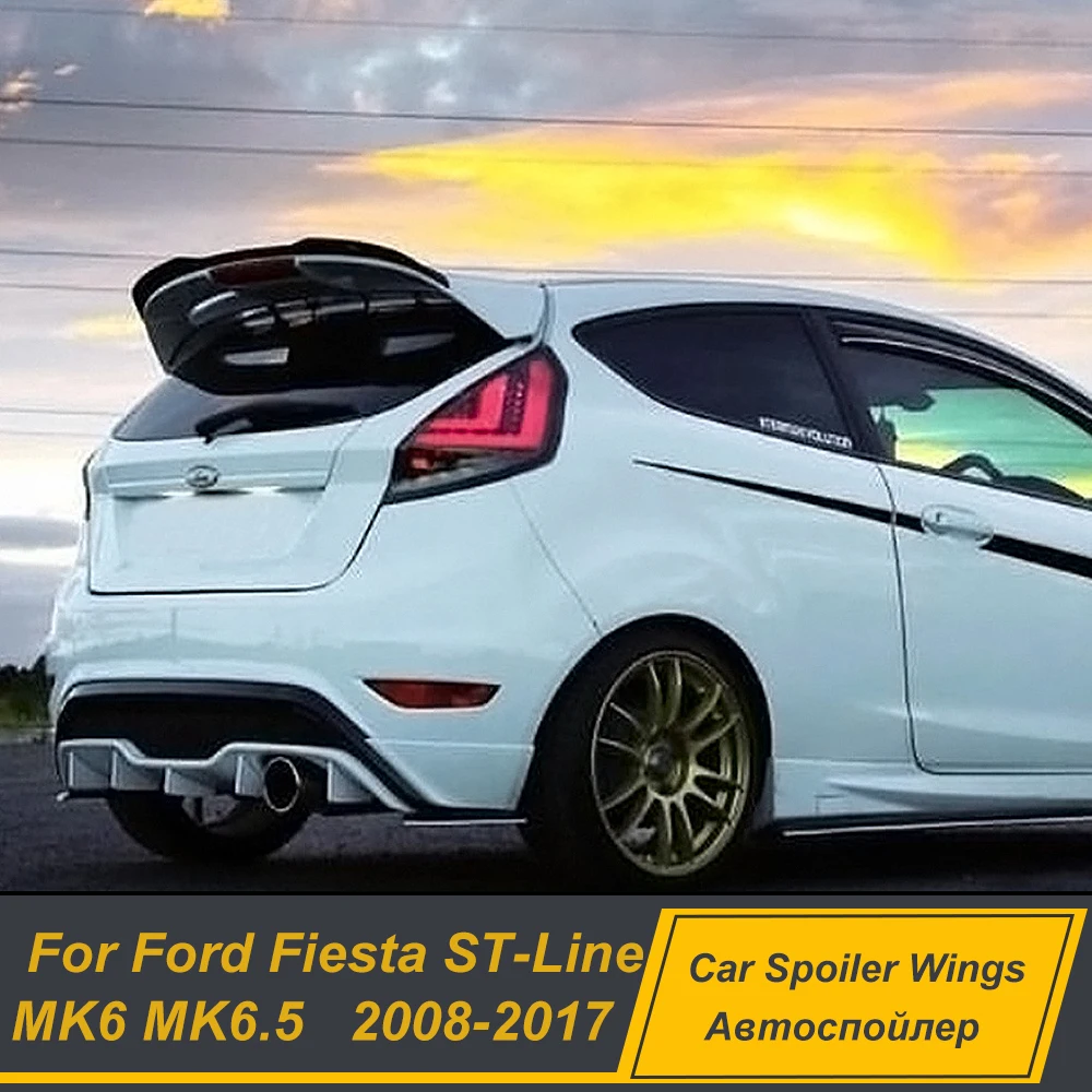 

For Ford Fiesta ST-Line MK6 Mk6.5 2008-2017 Rear Roof Trunk Lid Spoiler Wing ABS Plastic Black Carbon Exterior Accessories Parts