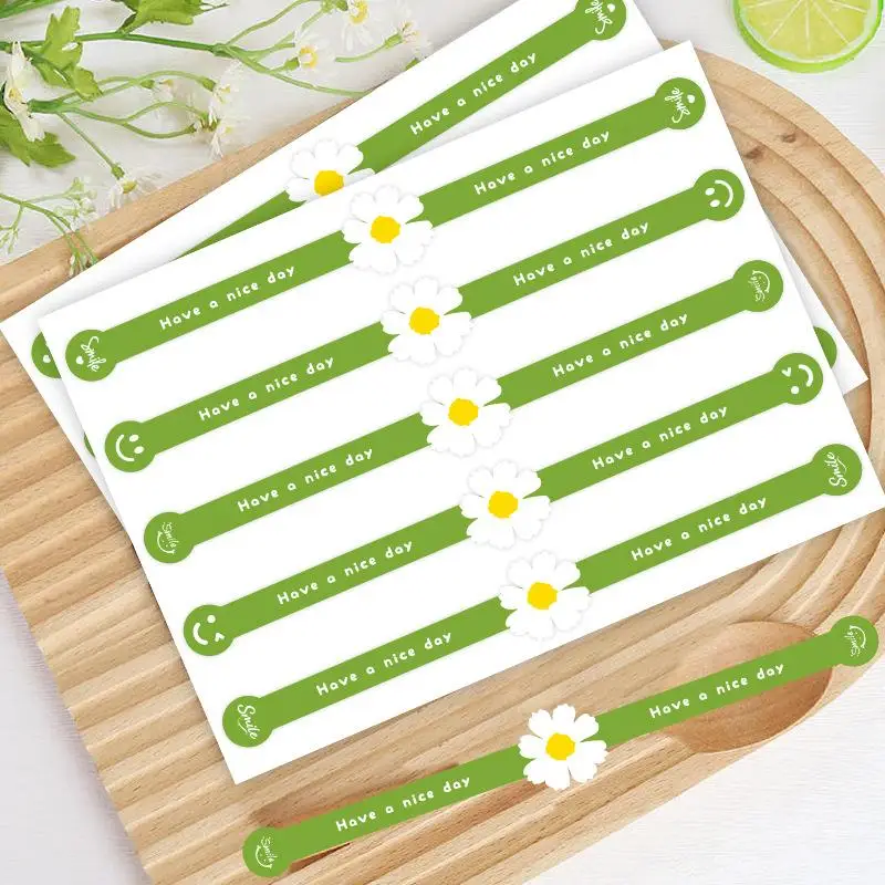 New 50pcs Long Gift Sealing Stickers Self-Adhesive Packaging Sealing Sticker For Cake Baking Decoration Sticker