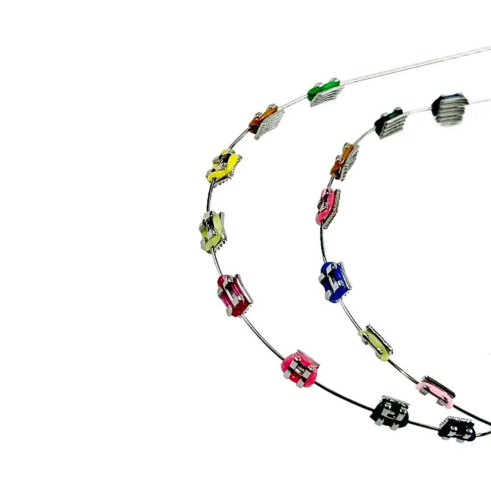 1 Pair Fashion Metal Fake Braces Dental Teeth Decoration Temporary Jewelry Bracket Ligature Ties Cosmetic Tooth Gems Ornament