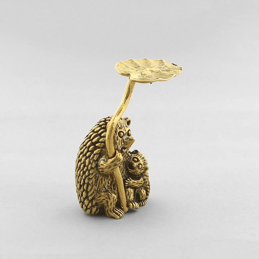 1 piece brass hedgehog mother and son retro office tea table creative kung fu tea ceremony accessories
