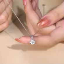 Sparkling 1 Carat Moissanite Pendant Necklace  D Color, Silver 925, Diamond Test!