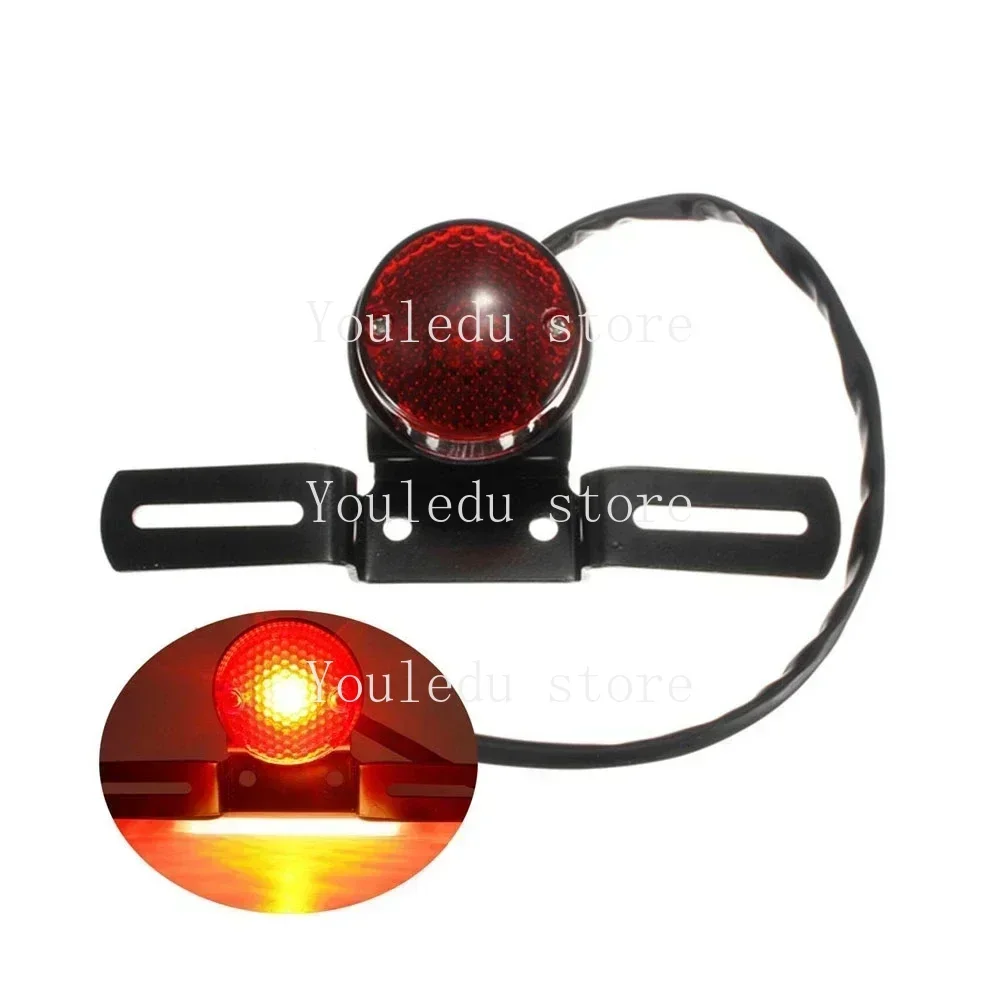 New Motorcycle Retro Red Rear Tail Brake Stop Light Lamp W/ License Plate Mount for Harley Honda Suzuki Chopper Bobber