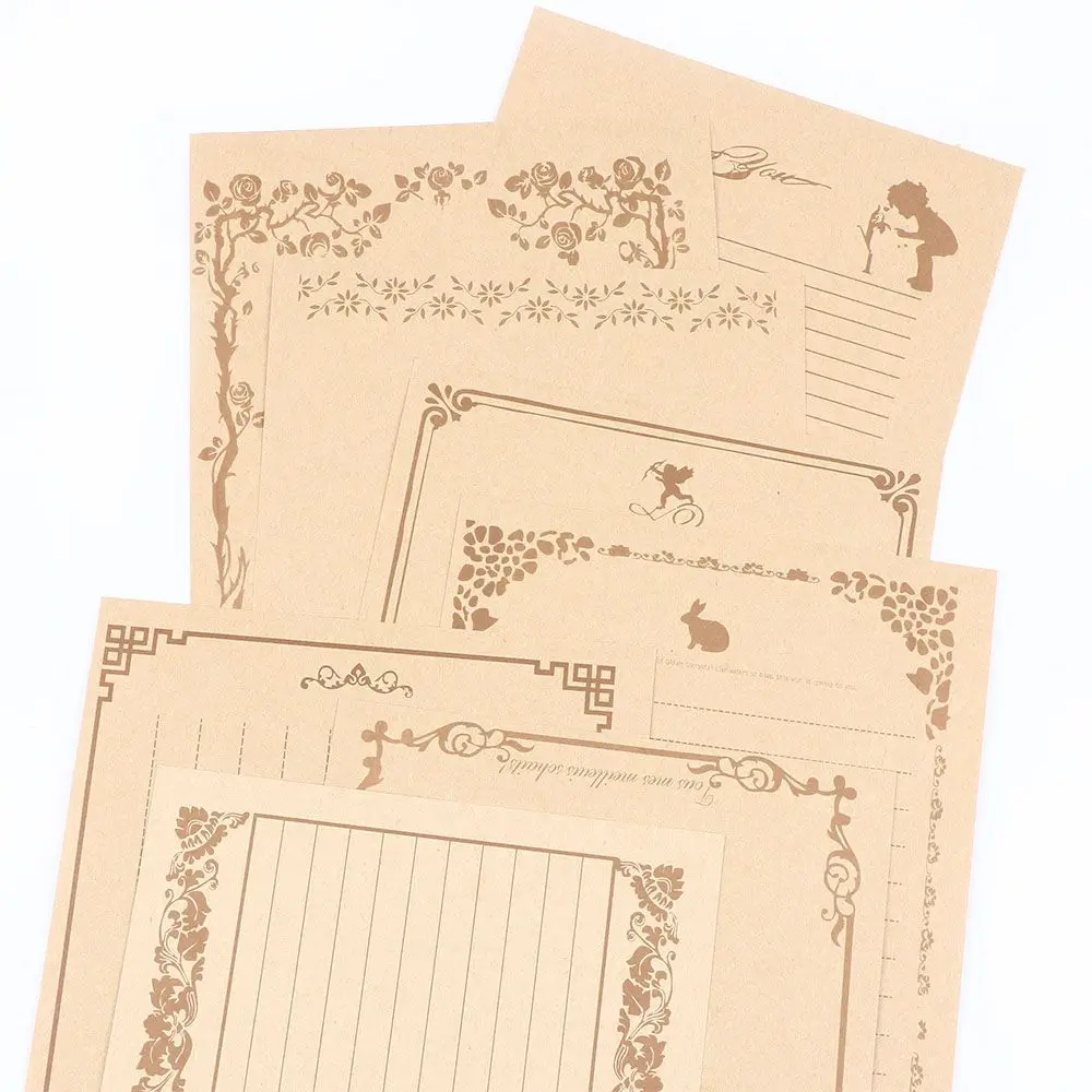 8 ชิ้น/เซ็ตหมายเหตุชุดจดหมายการเขียนอุปกรณ์โรงเรียน Letter Papers Letter Pads Office