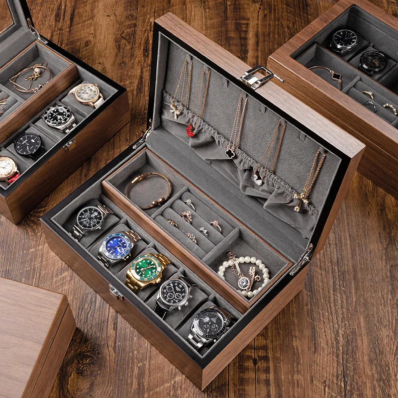 Luxury Wood Watch Boxes Organizer for Men Woman Vintage Mechanical Watch Jewelry Storage Box Men Necklace Display Travel Gift