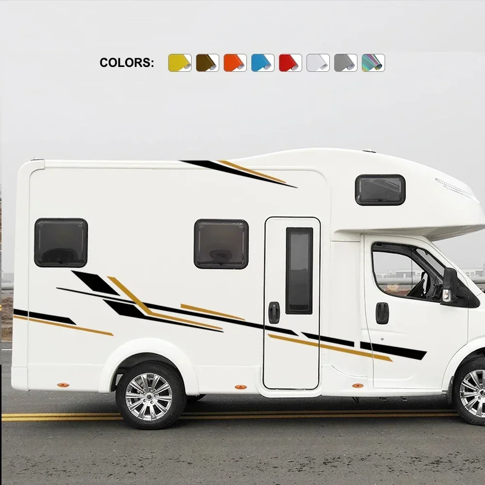 

6 шт. виниловые наклейки для дома на колесах в полоску Off Raod для кемпера, фургона, коробки, каравана, авто тюнинговые аксессуары, графические автомобильные наклейки