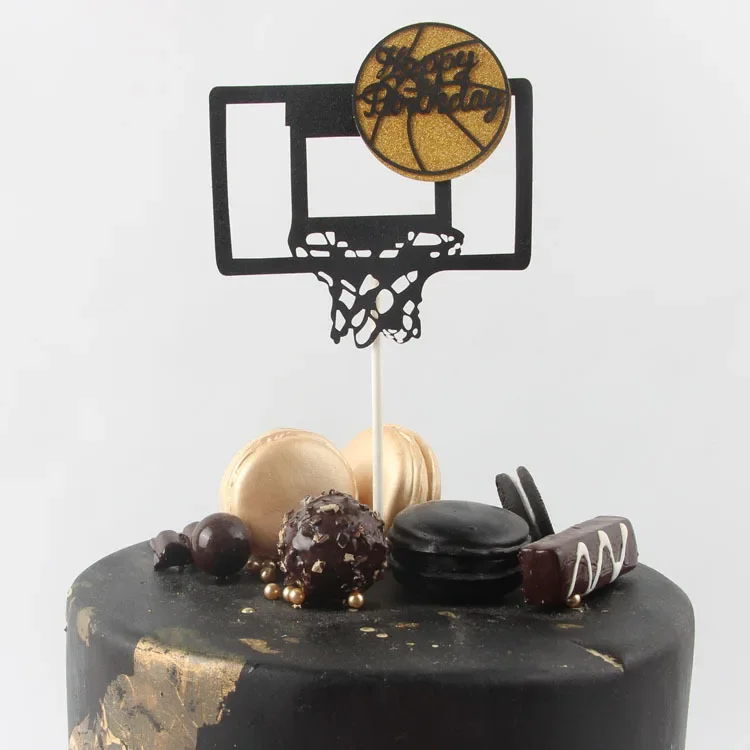 

10pcs Basket of Basketball Cake Topper Boy Movement Theme Happy Birthday Cake Decoration Baby Sports Party Dessert Cupcake Decor