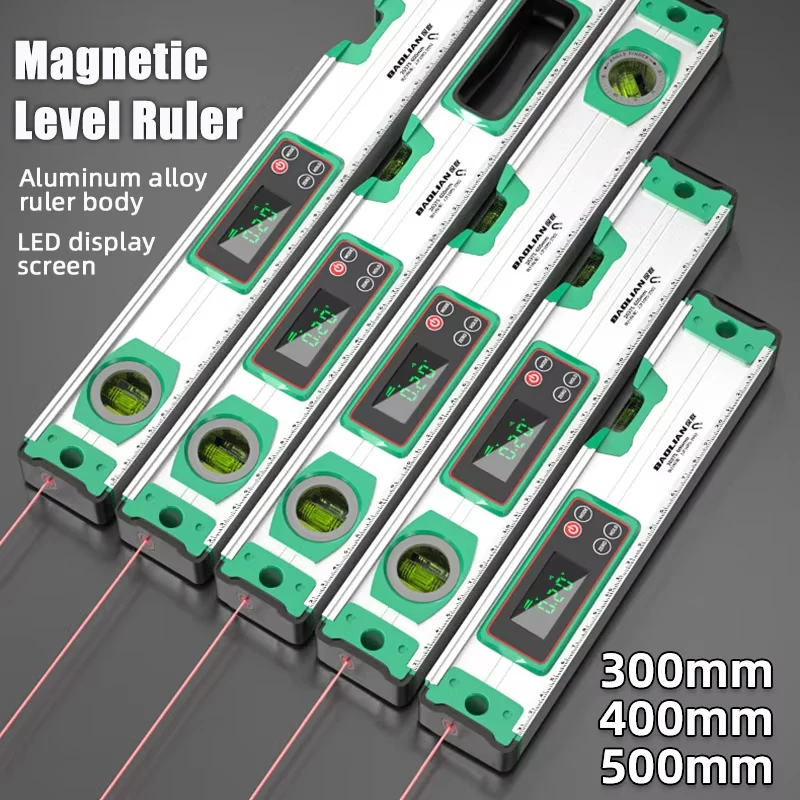 30/40/50cm Precision Digital Level Ruler, Magnetic Spirit Bubble Level Gauge with Aluminum Structure, Horizontal Measure