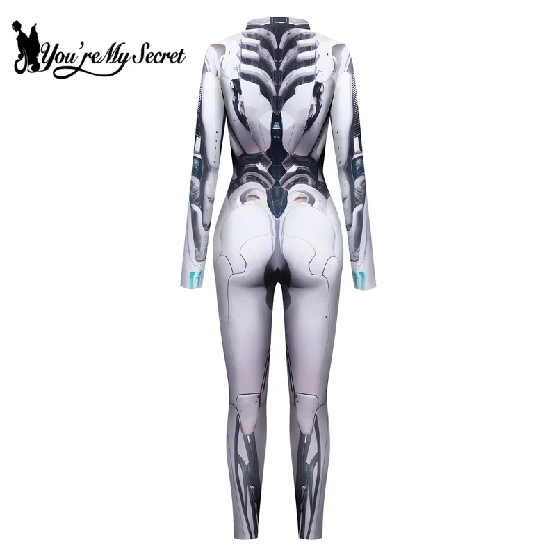 [You're My Secret] Adult Women Jumpsuit Steampunk Armor Printed Cosplay Costumes Halloween Carnival Party Spandex Zentai Outfit