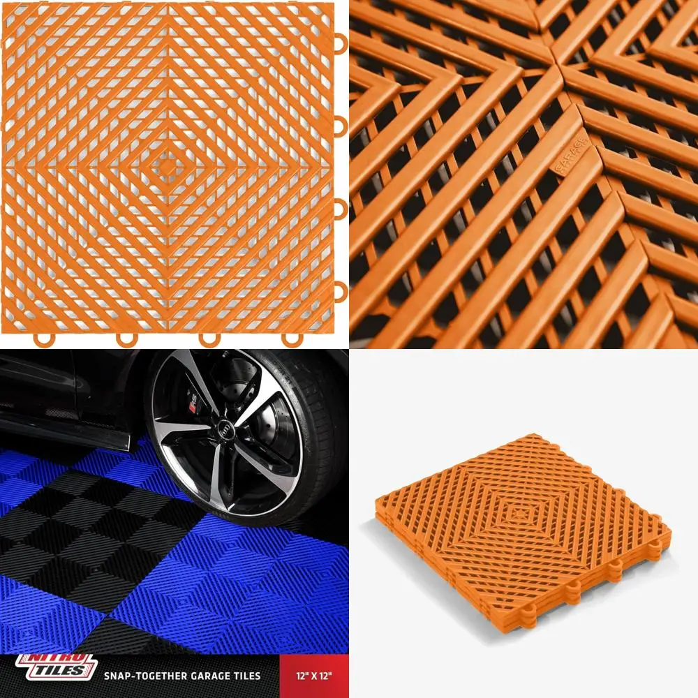 Rutschfeste ineinandergreifende Kunststoff-Bodenfliesen für Garagen – 12 x 12 Snap-Together-Matten, ideal für die Organisation und Sicherheit in der Garage