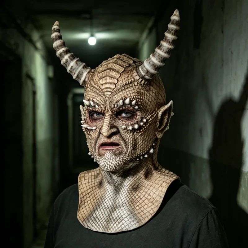 Halloween Horror Demon Latex Mask, Lord of Lies Style Devil Cosplay Mask for Bar & Masquerade Party Costume Prop 3