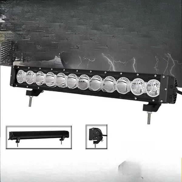 Auto parts 23-inch single-row ultra-thin 120W LED driving light bar, red/green DRL IP68 waterproof, aluminum alloy shell