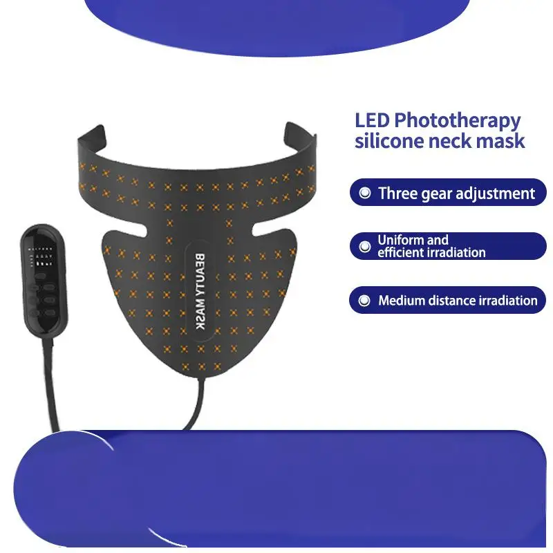 充電式シリコンネックマスク、マルチスペクトルLED光線療法、アンチエイジング、肌の若返り、しわ減少、家庭用