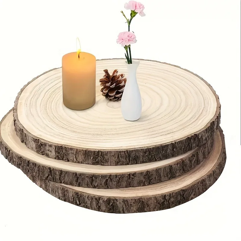 

3/4 шт. большие круглы из натурального дерева 23-25 см из необработанного дерева для поделок DIY проект свадебный центральный декор стола фотодисплей