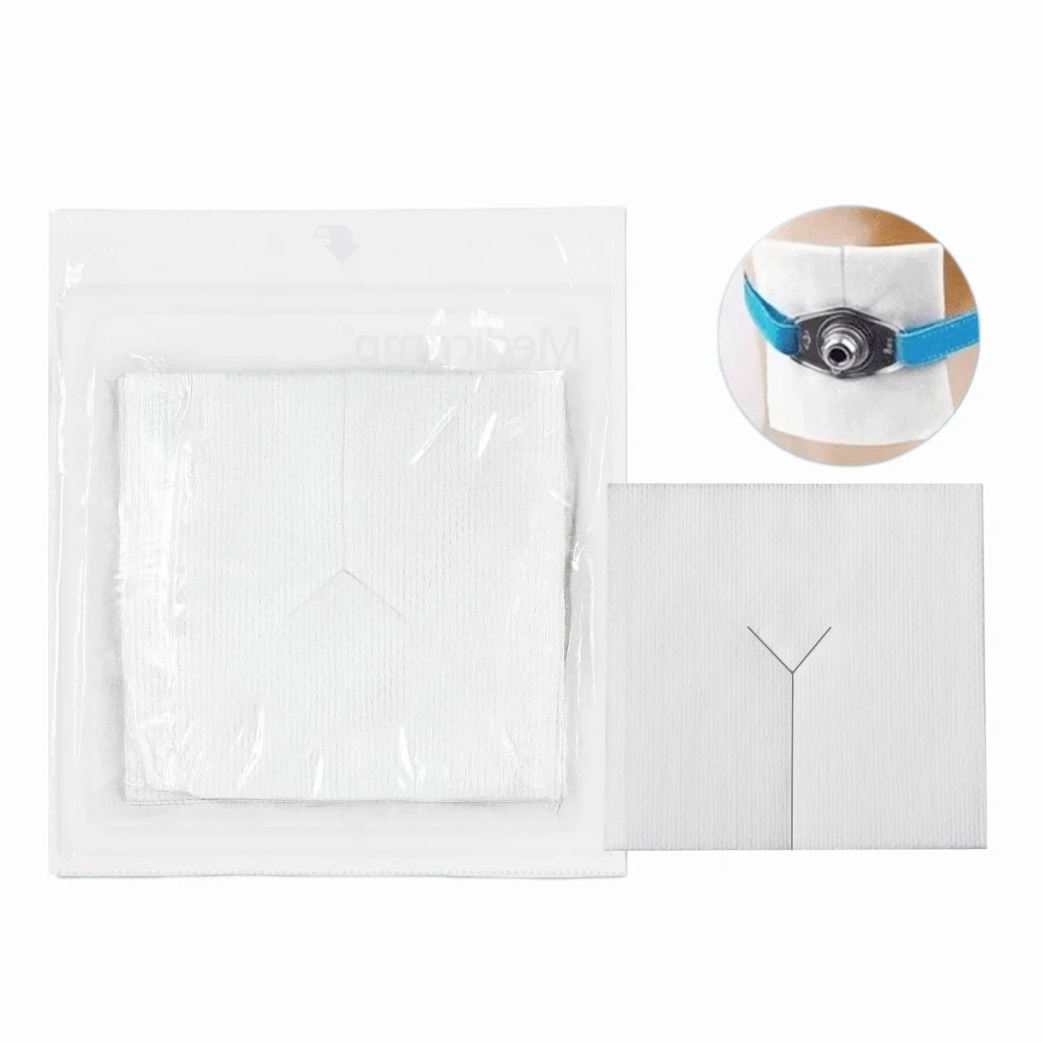 10Pcs Sterile Split Gauze Sponges 4 Inch 8-Ply Tracheostomy Catheter Drainage Dressing First Aid Nonwoven Absorbent Medical Kit