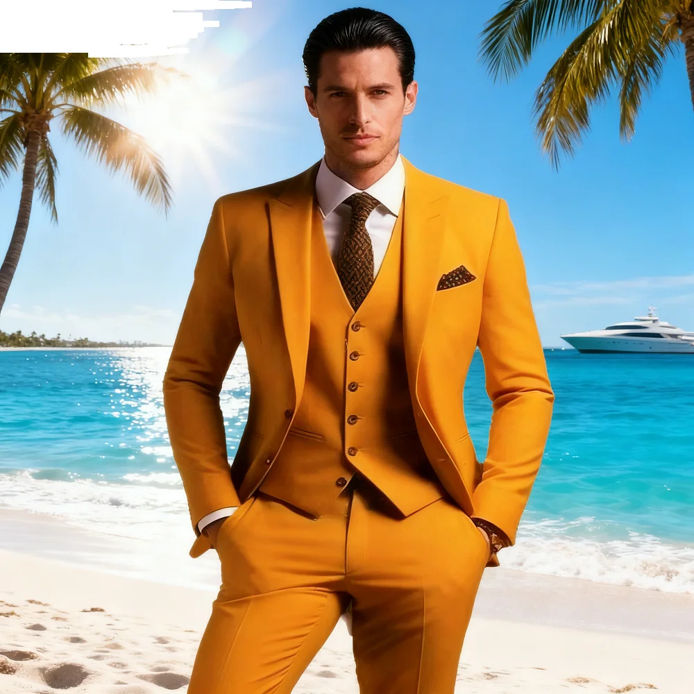 

Elegante Men's Grey Slim Fit Tuxedo 3-Piece Smoking Suit with Peak Lapel Blazer Vest Pants for Wedding Party