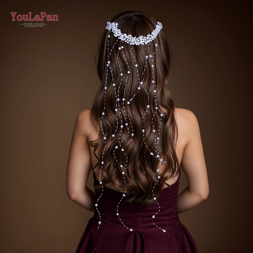 YouLaPan-peine de perlas hecho a mano para mujer, accesorios para el cabello, decoración de fiesta de boda, tocado con cuentas, novia, vid, HP600