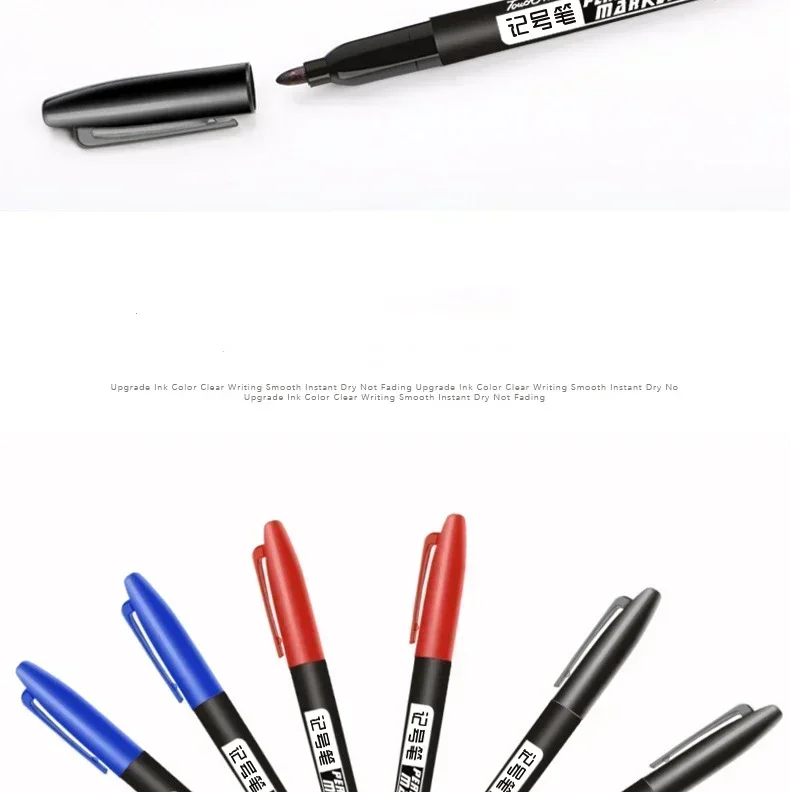 9 Teile/satz Permanent Marker Stift Feine Spitze Wasserdichte Tinte Dünne Spitze Rohe Spitze Schwarz Blau Rot Tinte 1,5mm Feine farbe Marker Stifte – Detail 7