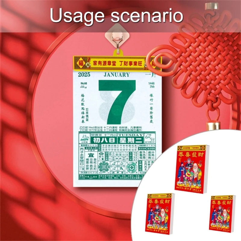 Calendario del Año Serpiente 2025 Calendario chino Calendario pared colgante para hogar