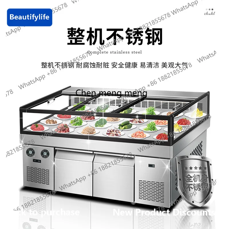 

M67 Шкаф-витрина с двойной температурой из нержавеющей стали с воздушным охлаждением, коммерческий шкаф для заказа льда, охлажденный и замороженный