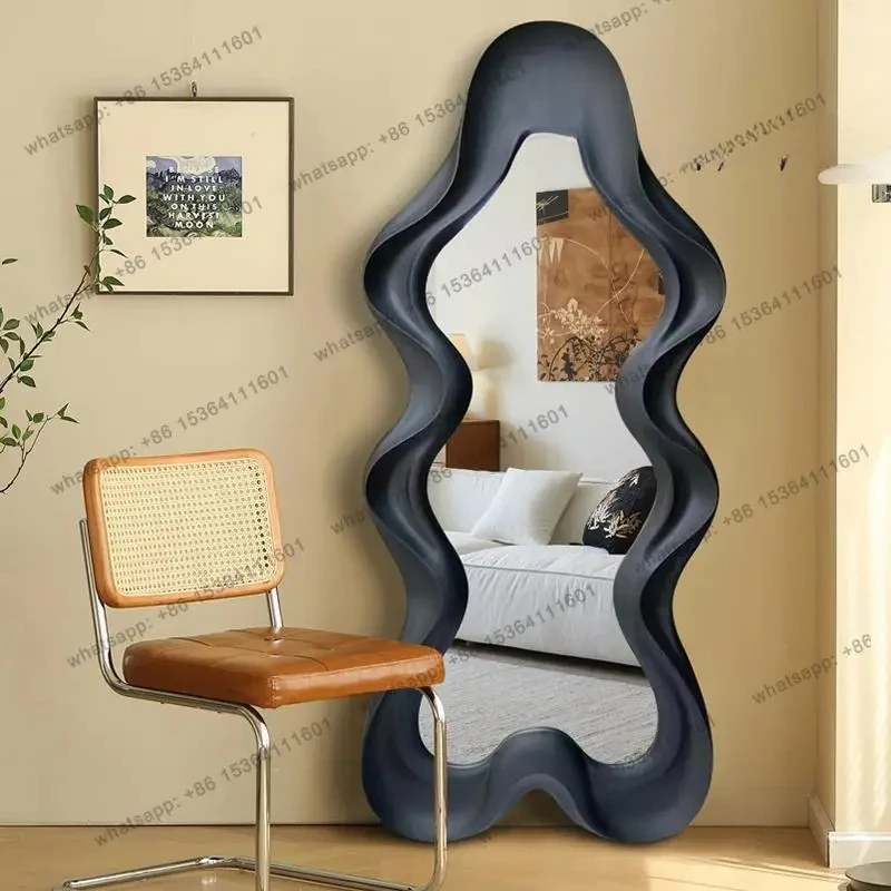 New French full-length mirror special-shaped creative American wall hanging light luxury bedroom wall hanging European floor