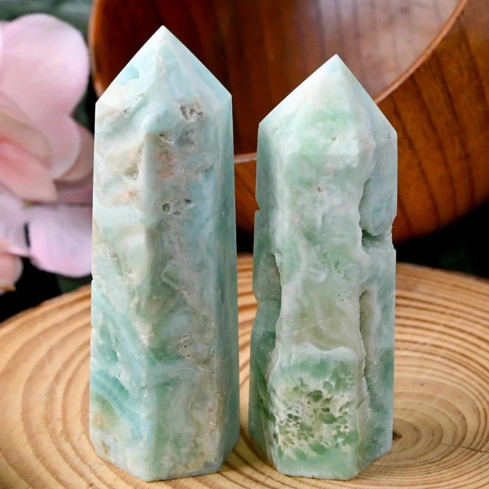 

1pc Blue Hemimorphite Standard Tower, Sky Blue Aragonite, Quartz Crystal Obelisk, Natural Blue Heterogeneous Mineral
