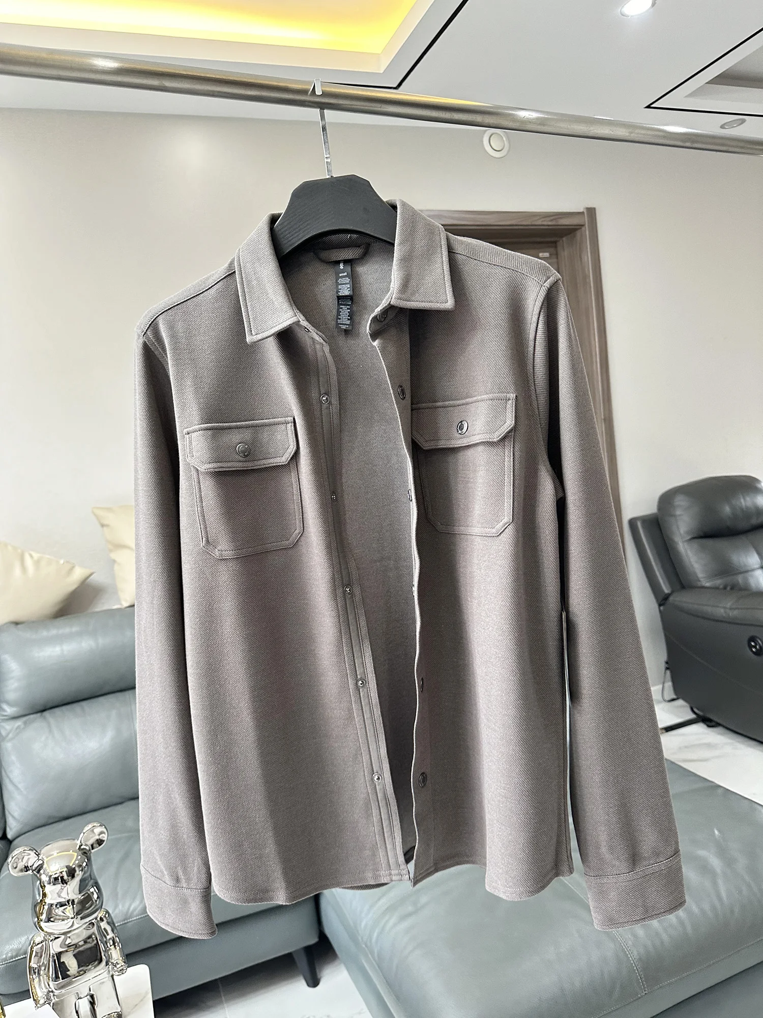 Spring Vintage Men's Long Sleeve Shirt Knitted Cotton Polyester Elastic Casual Lightweight Workwear Fluffy Air Feel
