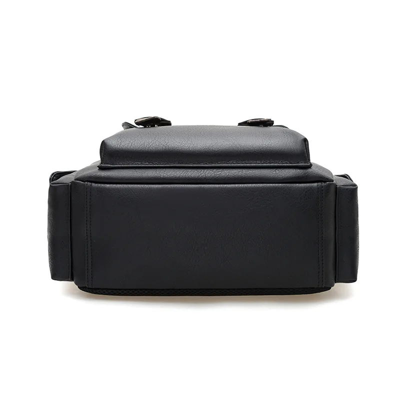 Britischer Retro-Rucksack aus weichem PU-Leder, lässig, große Kapazität, Reise-Rucksack mit Gürtelschnalle