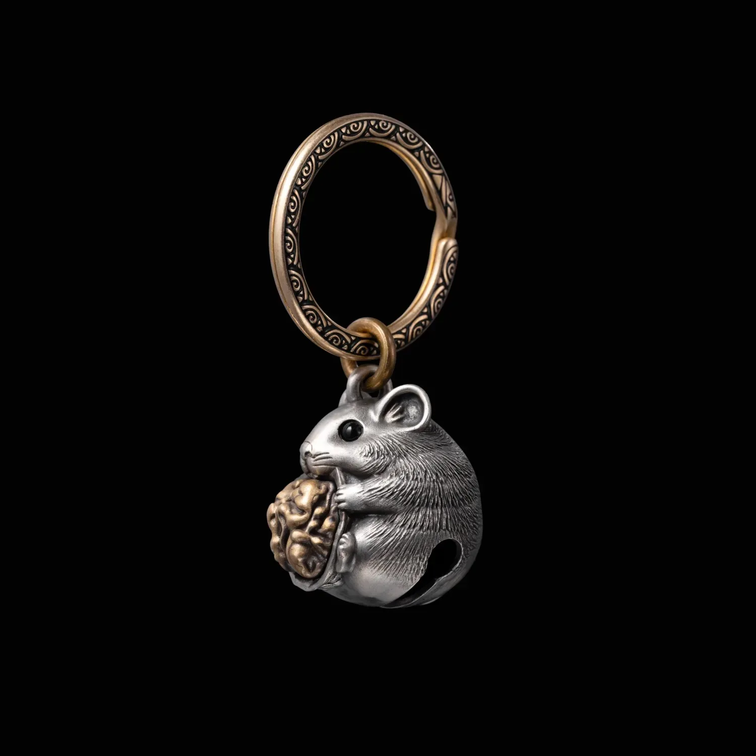 COPPERTIST.WU Hamster Bell Decor Bells Keychain w Key Ring - Good Luck Charm Cute Animal Accessories Gift for Women Men