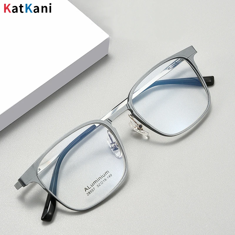 KatKani Ultra Light Titanium Alloy Eyeglass Frame For Men's Retro Square Optical Business Myopia Prescription Glasses 28557LM