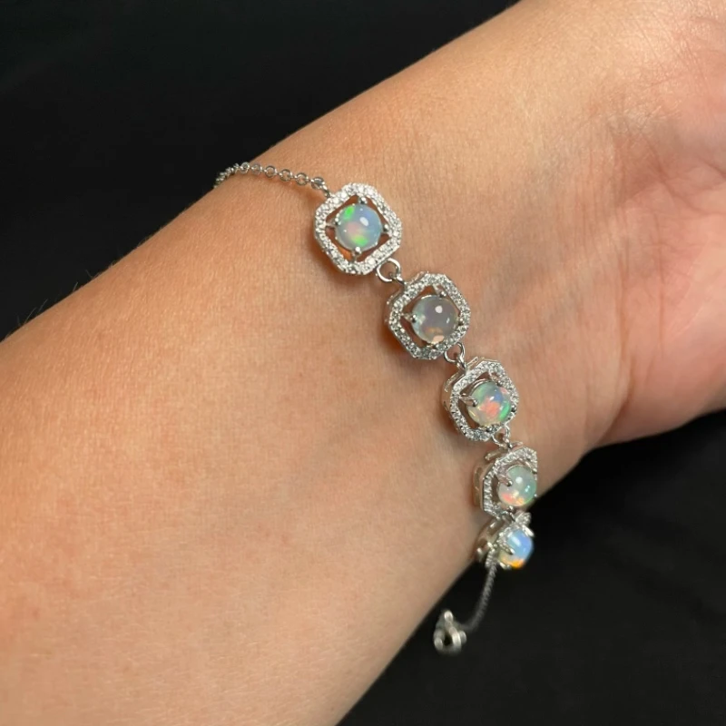 

Hot Sale Healing Bead Stone Natural Crystal Quartz Gemstone Silver925 Opal Bracelet for Women Bracelet