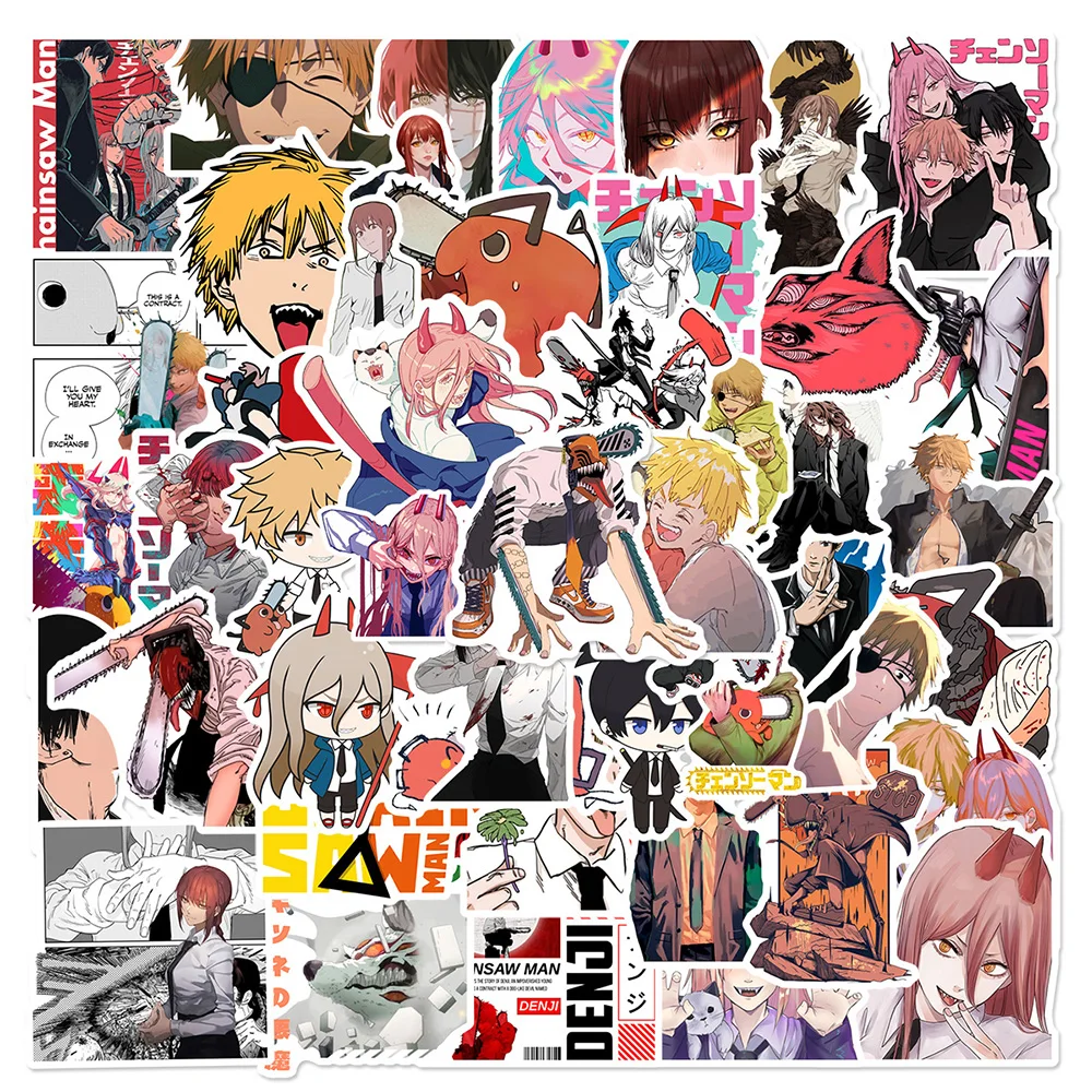 10/30/50 Uds. Pegatinas Clásicas de Chainsaw Man, Calcomanías de Dibujos Animados de Denji y Pochita, Juguetes DIY para Teléfono y Equipaje, Paquetes de Pegatinas de Manga Geniales