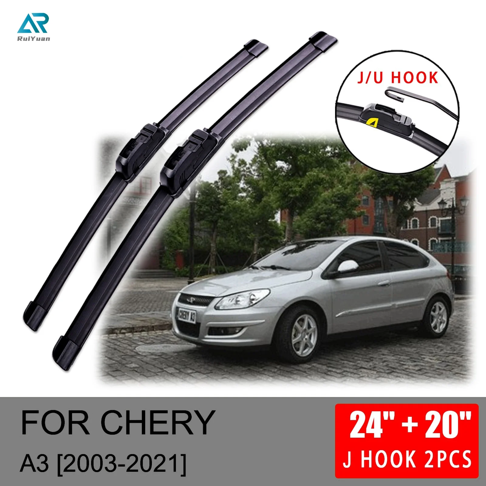 

For Chery A3 2003 to 2021 Front Wiper Blades Brushes Cutter Accessories U J Hook