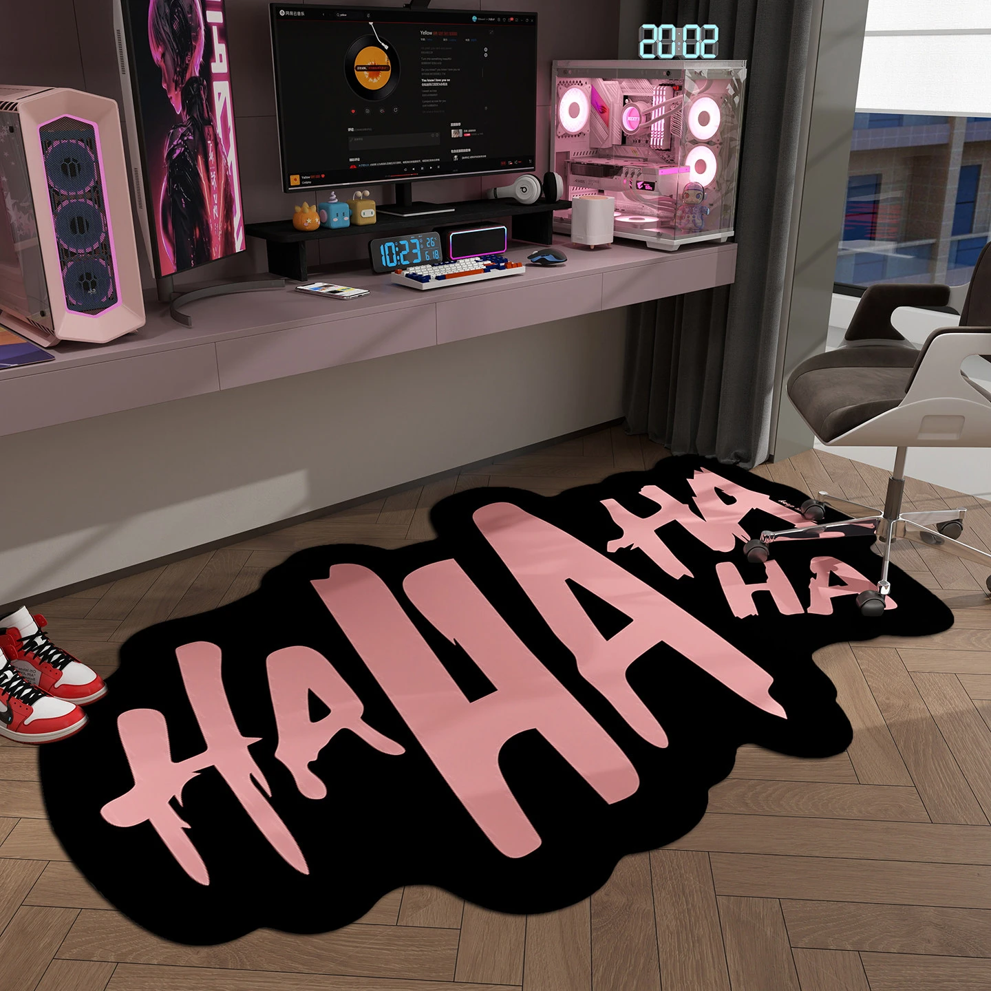 VIKAMA Trendy Irregular Shape Ugly Girl HAHA Carpet Female Room Esports Room Bedroom Bedside Mat Home Decoration