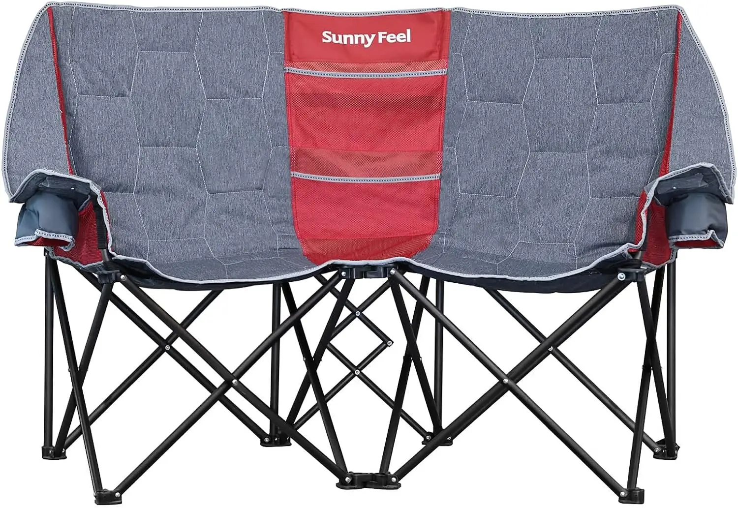 Folding Double Camping Chair, Oversized Loveseat Chair, Heavy Duty Portable/Foldable Lawn Chair with Storage for Outsi