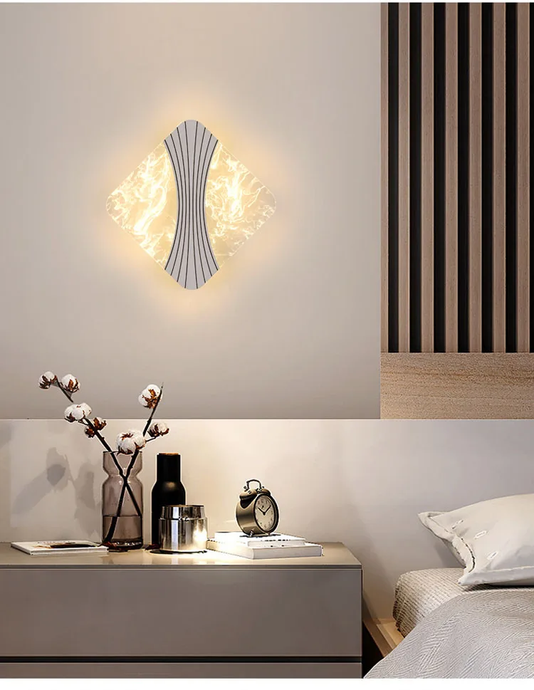الاكريليك متصدع موجة الدخان الجدار مصباح الشمال ضوء الفاخرة الإبداعية السرير غرفة نوم بسيطة الحديثة خلفية الجدار الخفيفة #3