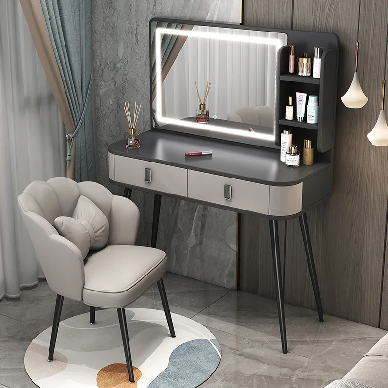 Luxury Dresser Bedroom Modern Simple Net Red Mirror Makeup Table Small Bedside Storage Cabinet Book Table Integration