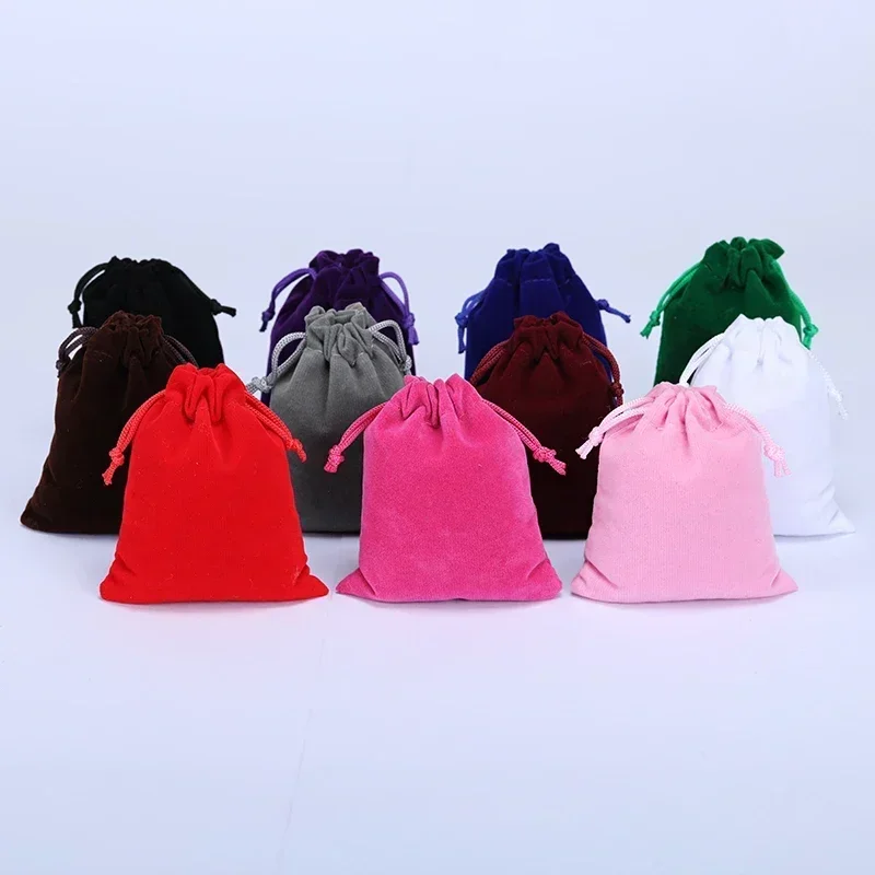 SE28 Pink Color Separation Flannel Bag Jewelry Gift Display Packing Bags Velvet Drawstring Pouches