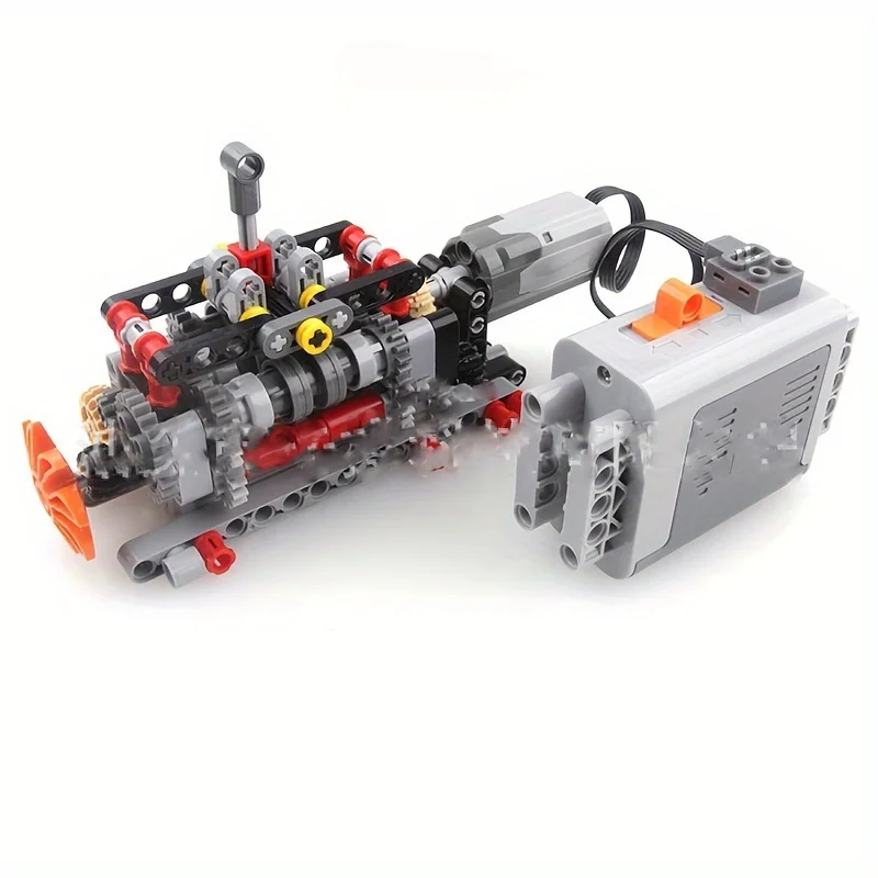 124pcs MOC compatible small particle six speed gearbox building block model adult electric toy