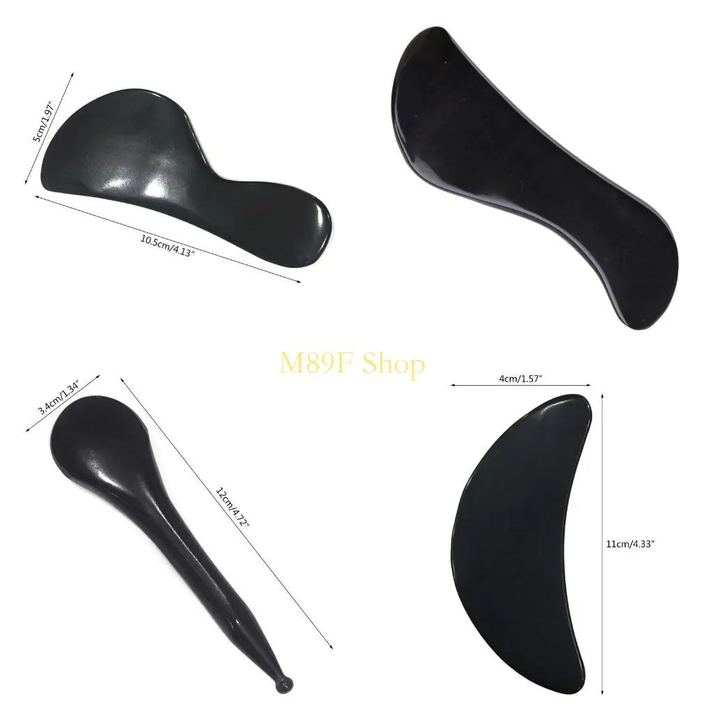 M89F Gua Sha Massage Tool Black Buffalos Horn For Scraping for Facial And Body Skin