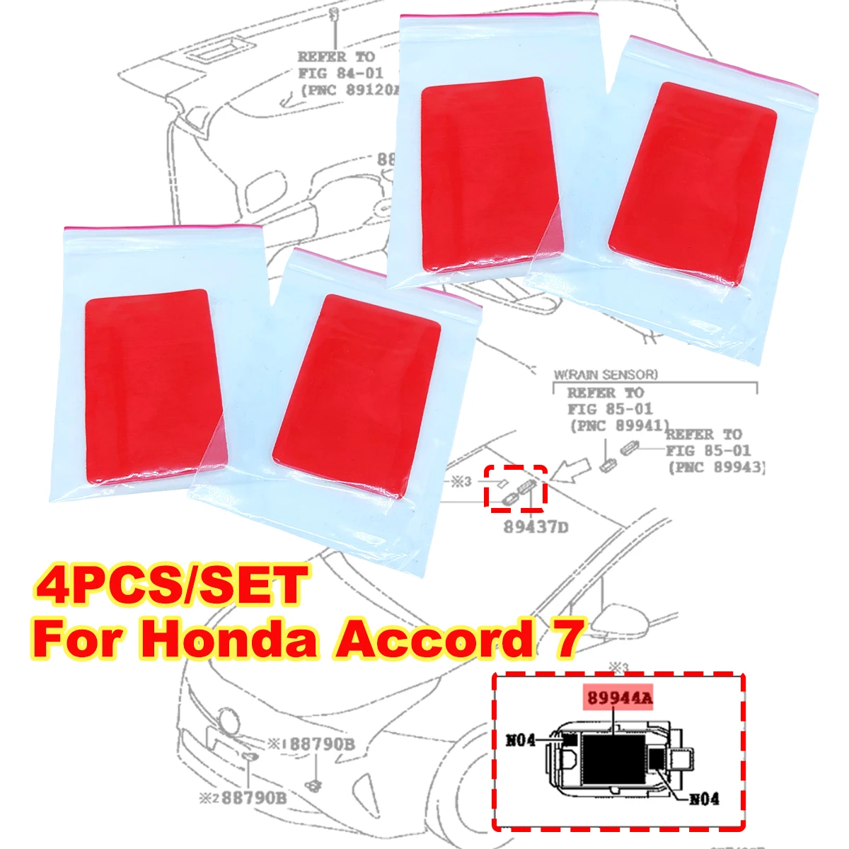 

4Pc Car Rain Light Sensor Gel Adhesive FILM Silicone Cushion Pad Chip Tape Accessories Styling For Honda Accord 7 2002 2003-2008