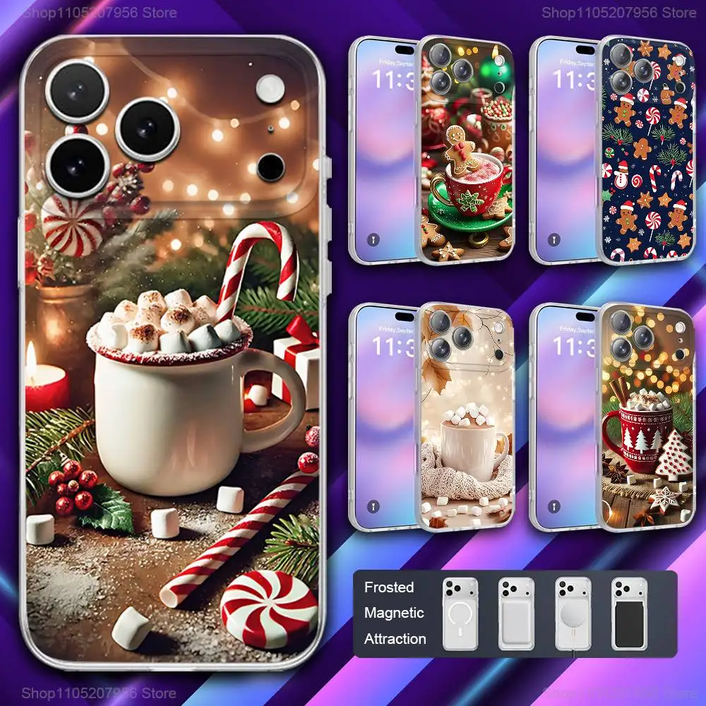 

Christmas Art Coffee Phone Case For iPhone 11,12,15,14,13,17,16,Pro,Plus,E,Max,Air,Mini Magnetic Frosted Cover