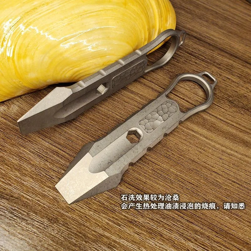 Imagem -04 - Titanium Alloy Multifuncional Edc Crowbar Abridor de Garrafas Bit Hexagonal Lanyard Included Outdoor Pocket Tools 110 mm Tc21