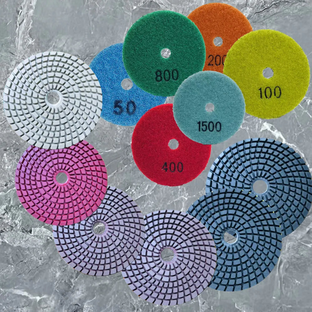 

7 шт., 4 дюйма, 100 мм, комплект алмазных полировальных подушечек, влажный/сухой для гранита, камня, бетона, мрамора, полировки, набор шлифовальных дисков