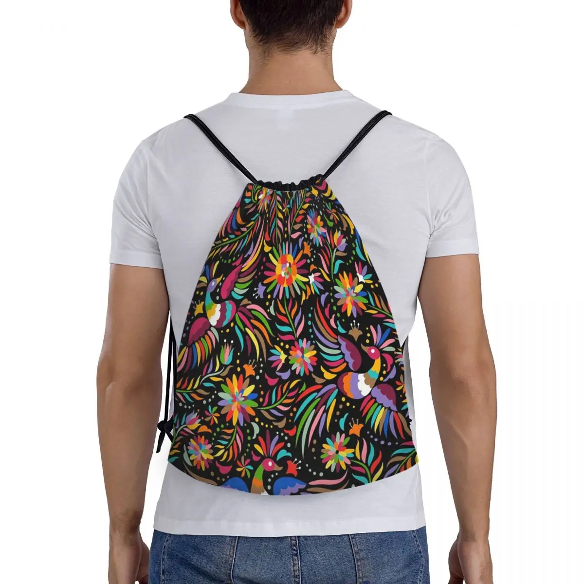 Traditional Mexican Colorful Backpacks Multi-function Drawstring Bundle Pocket Sports Bag Book Bags for Travel Students