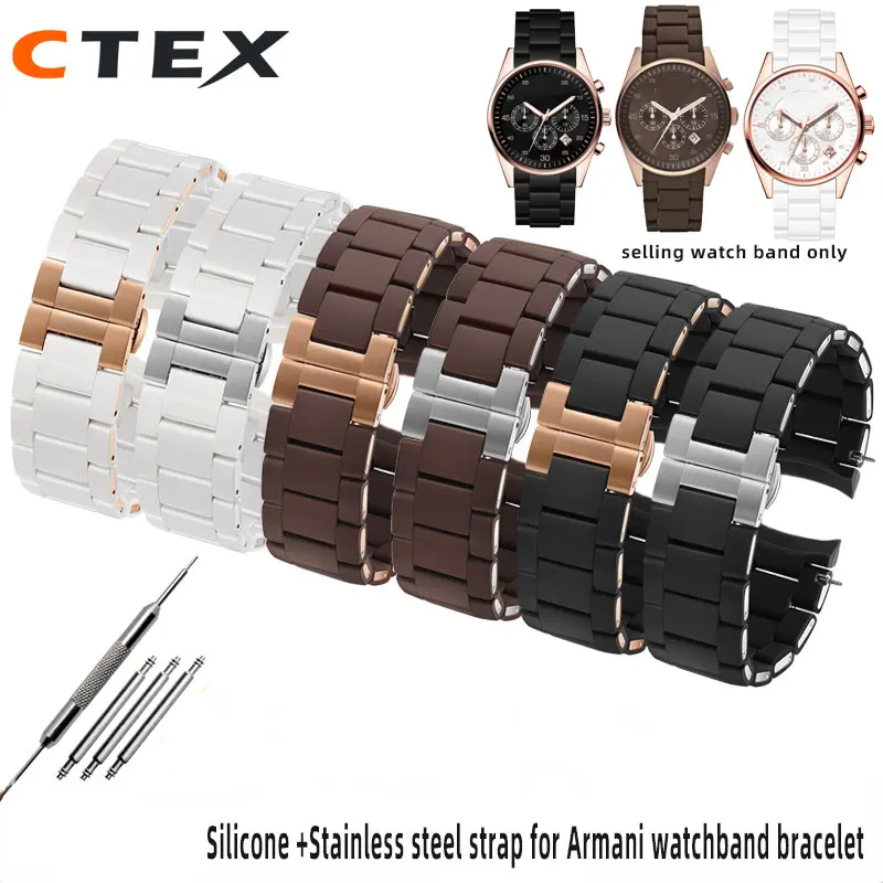 Silicone Rubber Watch Strap For Armani AR5906 AR5905 AR5890 AR5889 AR5919 AR5920 Human 23mm Woman 20mm Bracelet